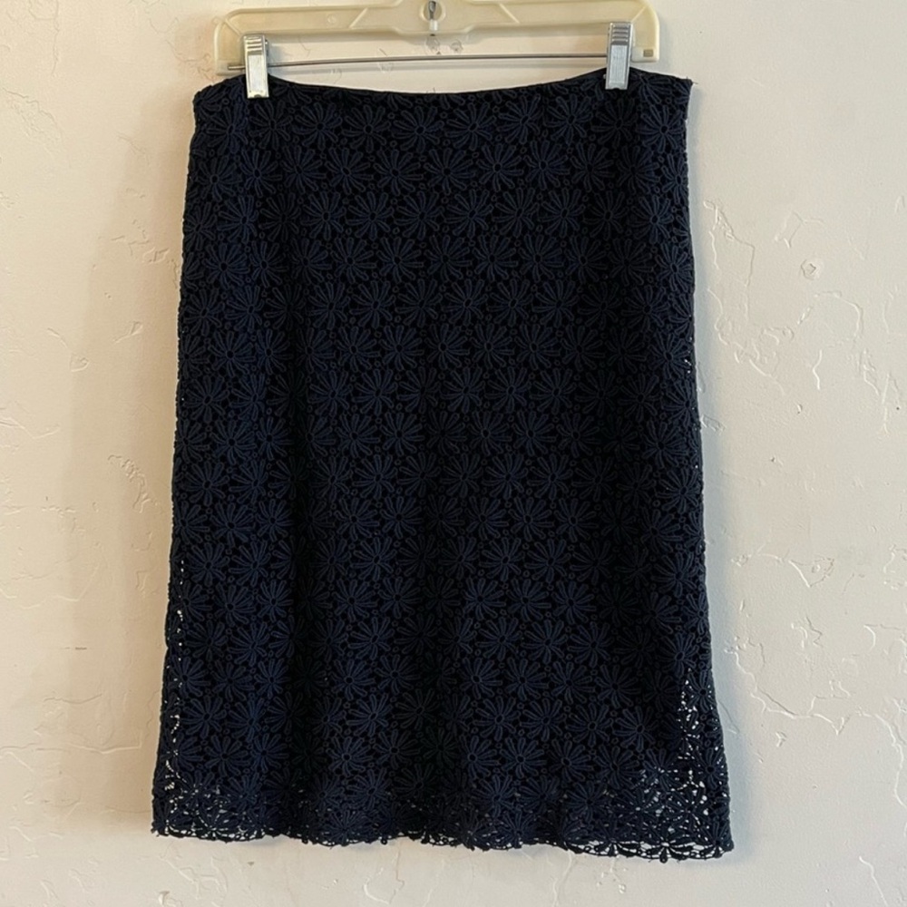 Michael Kors Navy Blue Lace Overlay Pencil Skirt Size 8